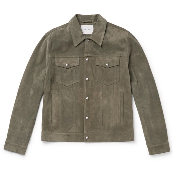 FRAME NWT Modern
Suede Trucker Jacket in Deep Army Sz M - Picture 5 of 12
